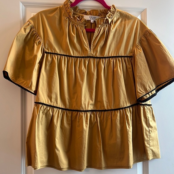 CROSBY by Mollie Burch Tops - EUC CROSBY MUSTARD/BLACK TOP • M